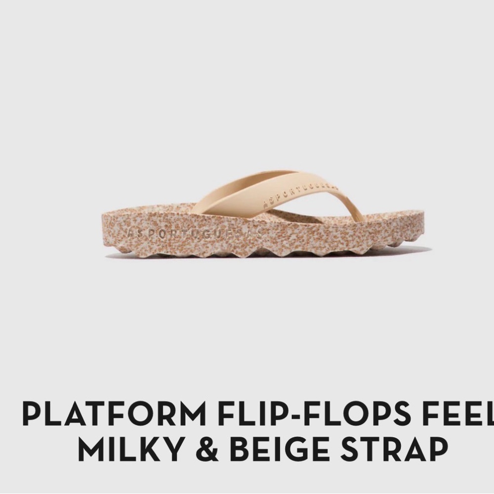 Platform Flip-Flops with Milky Beige Strap